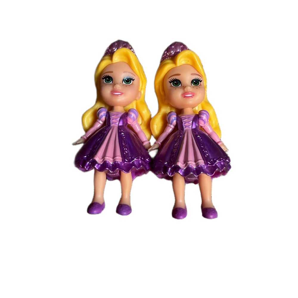 Disney Tangled Rapunzel 3.5in Mini Figures Set of 2 Purple Dress Princess Dolls
